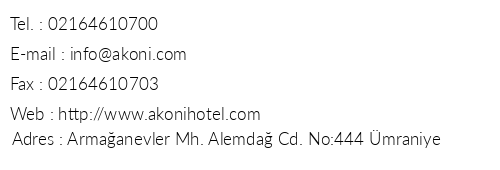 Akoni Hotel telefon numaralar, faks, e-mail, posta adresi ve iletiim bilgileri